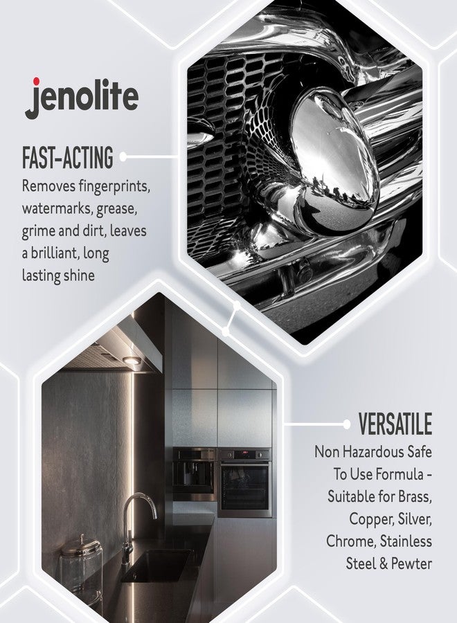 JENOLITE ملمع المعادن السائل جينولايت ٥٠٠ مل / ١٦.٩ أونصة سائلة. متعدد الاستخدامات لتنظيف الفضة والنحاس الأصفر والنحاس الأحمر، والكروم، والفولاذ المقاوم للصدأ، والقصدير. قوة صناعية، صنع في بريطانيا. - Image 3